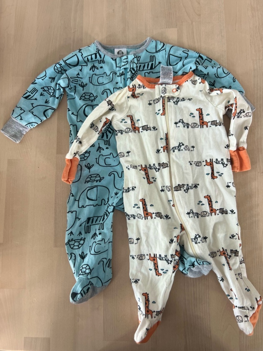 Gerber 2 Pack Safari Footie Pajamas 100% Cotton 0–3 Month